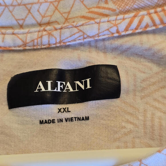 Alfani Shirt Mens Size XXL Orange Abstract Short Sleeve Crew Neck Pullover Top - Picture 3 of 6